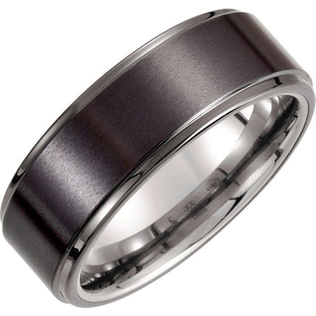 Tungsten and Ceramic Couture 8mm Ridged Band