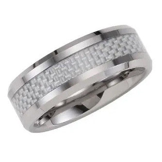 Tungsten and Carbon Fiber 8mm Beveled-Edge Band