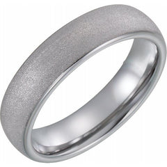 Tungsten 6mm Rounded Edge Domed Sandblasted Band