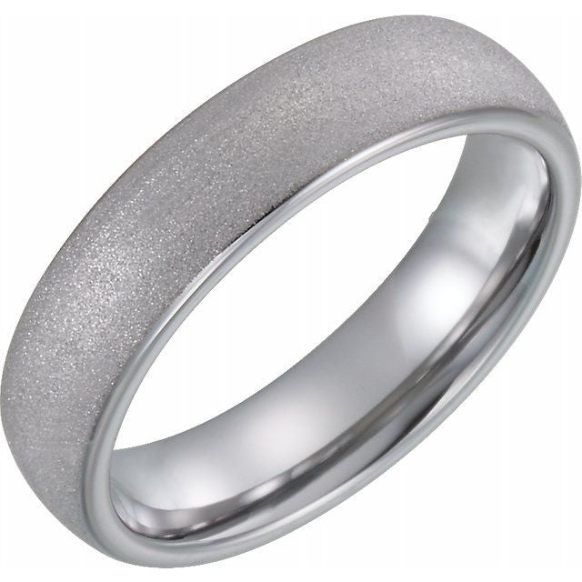 Tungsten 6mm Rounded Edge Domed Sandblasted Band