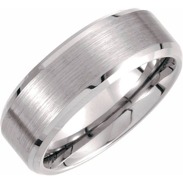 Tungsten 8mm Beveled-Edge Band with a Satin Center
