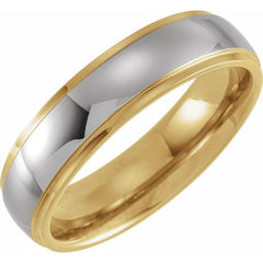 18K Yellow Gold PVD Tungsten 6mm Flat Edge Band