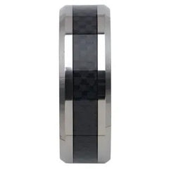 Tungsten 8mm Beveled-Edge Band with Black Carbon Fiber Center