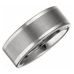 Tungsten 8mm Flat Band with a Satin Finish Center