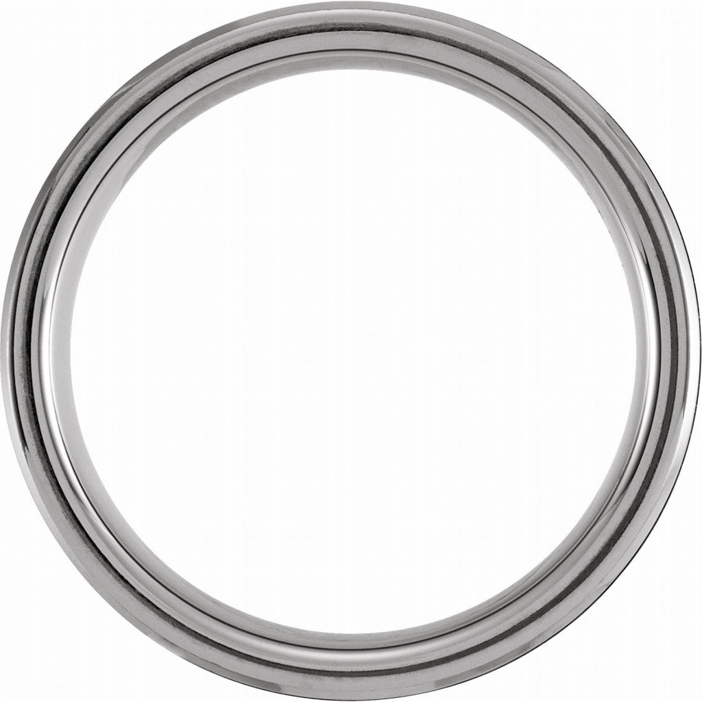 Blue PVD Tungsten 7mm Grooved Beveled-Edge Band