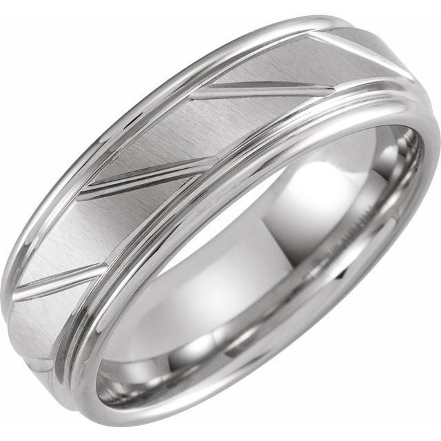 Tungsten 7mm Grooved Band with a Satin Finish