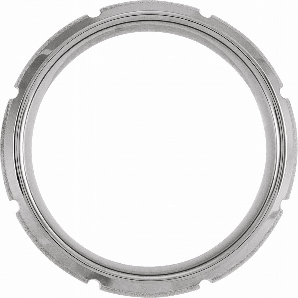 Tungsten 8mm Grooved Beveled Edge Band