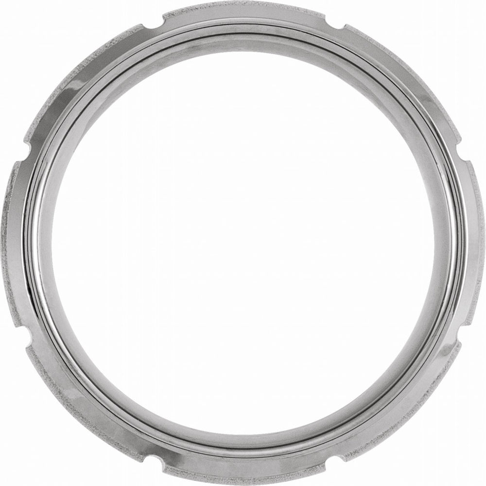 Tungsten 8mm Grooved Beveled Edge Band