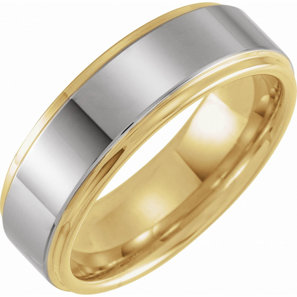 18K Yellow Gold PVD Tungsten 8mm Flat Edge Band
