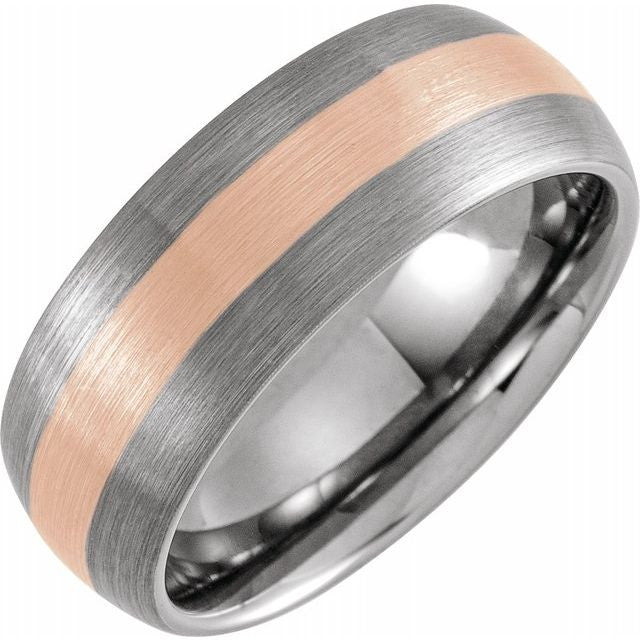 18K Rose Gold PVD Tungsten 8mm Half Round Band