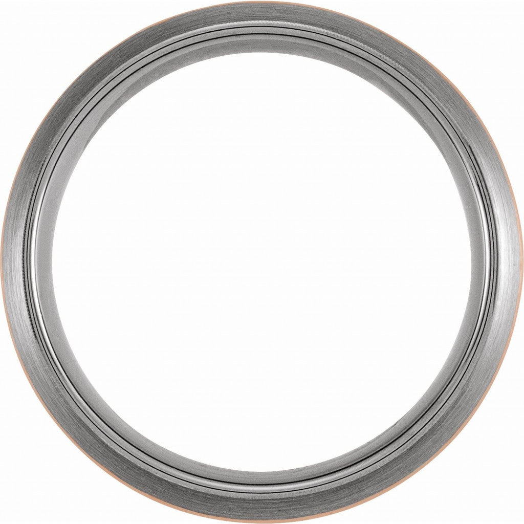 18K Rose Gold PVD Tungsten 8mm Half Round Band
