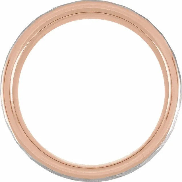 18K Rose Gold PVD Tungsten 8mm Grooved Band