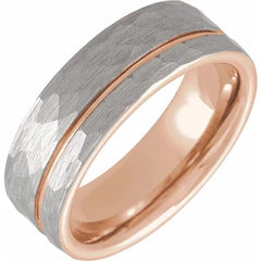 18K Rose Gold PVD Tungsten 8mm Grooved Band