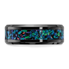 Black Zirconium with Imitation Opal Inlay 8mm Band