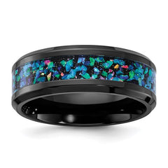 Black Zirconium with Imitation Opal Inlay 8mm Band