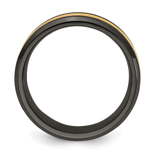 Black Zirconium with Yellow IP-plated Center 8mm Band