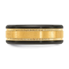 Black Zirconium with Yellow IP-plated Center 8mm Band