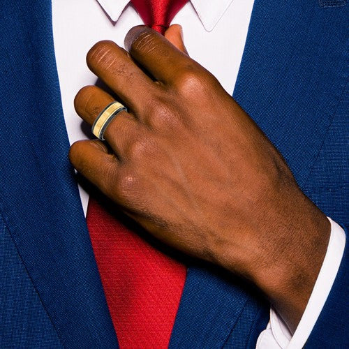 Black Zirconium with Yellow IP-plated Center 8mm Band