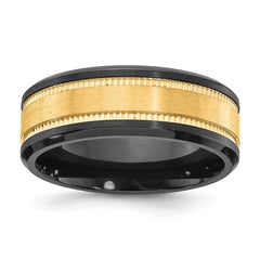 Black Zirconium with Yellow IP-plated Center 8mm Band