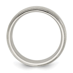 Titanium Brushed and Polished Textured Edge 7mm Band