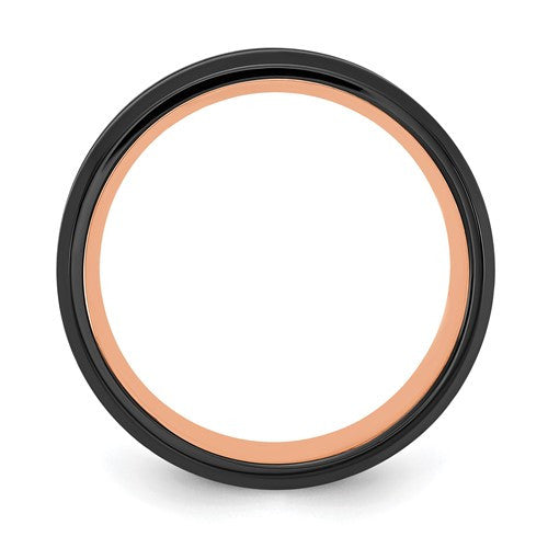 Stainless Steel Black and Rose IP-plated Brushed and Polished 8mm Band