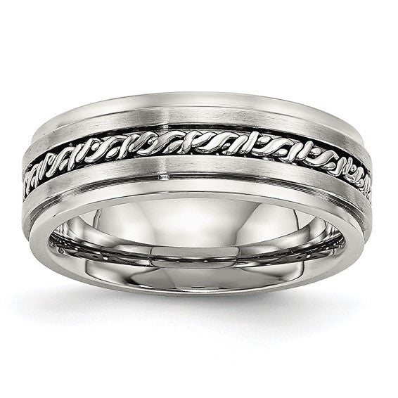 Stainless Steel Brushed and Polished Braided 7mm Band
