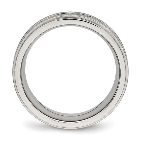 Stainless Steel Brushed and Polished Braided 7mm Band
