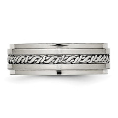 Stainless Steel Brushed and Polished Braided 7mm Band