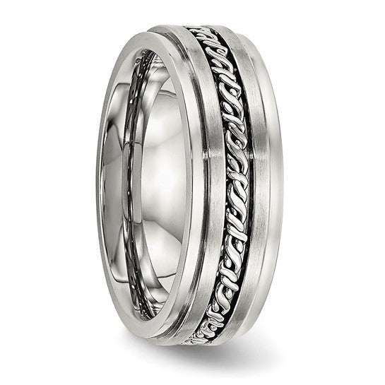 Stainless Steel Brushed and Polished Braided 7mm Band