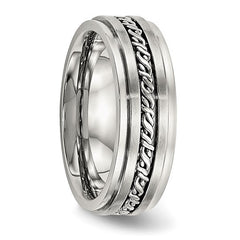 Stainless Steel Brushed and Polished Braided 7mm Band