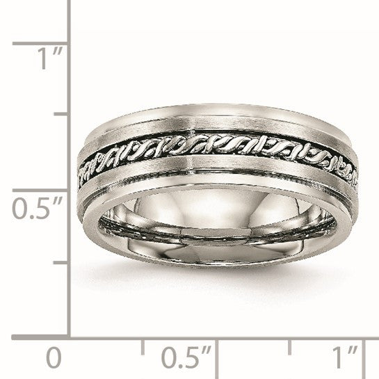 Stainless Steel Brushed and Polished Braided 7mm Band