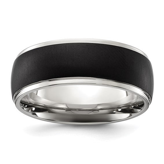 Titanium Polished with Brushed Black IP-plated Center 8mm Band