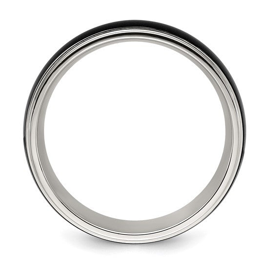 Titanium Polished with Brushed Black IP-plated Center 8mm Band