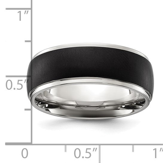 Titanium Polished with Brushed Black IP-plated Center 8mm Band