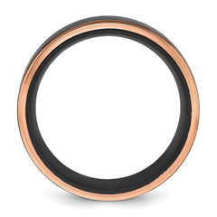 Titanium with Brushed Center Black and Rose IP-plated 8mm Band