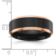 Titanium with Brushed Center Black and Rose IP-plated 8mm Band