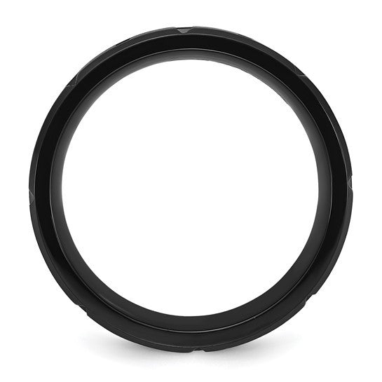 Titanium Brushed and Polished Black IP-plated Notched 8mm Band