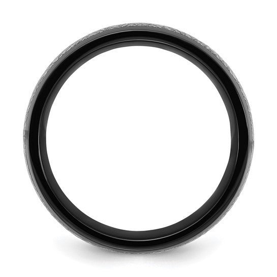 Titanium Polished Black IP-plated with Imitation Meteorite Inlay 8mm Band
