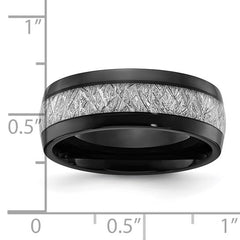 Titanium Polished Black IP-plated with Imitation Meteorite Inlay 8mm Band