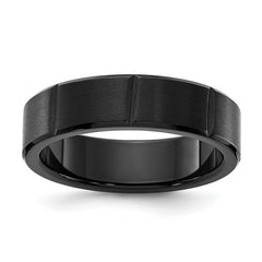 Titanium Polished Black IP-plated Grooved 6mm Band
