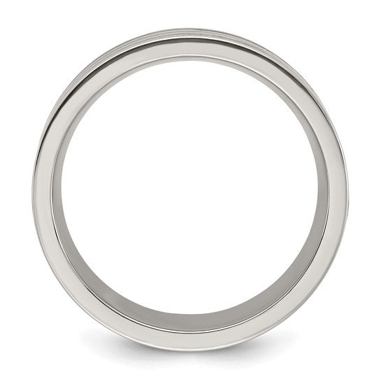 Titanium Polished with Black Resin and Wood Inlay 8mm Band