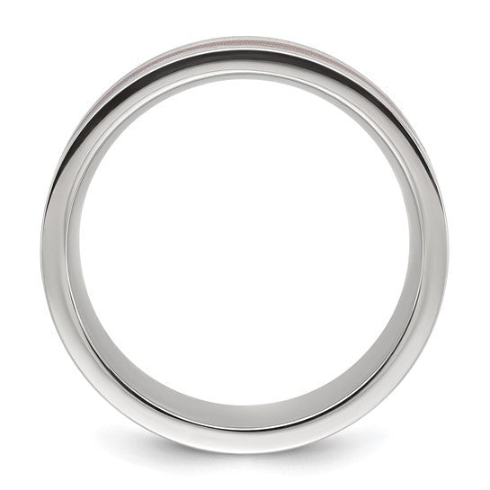 Titanium Polished with Wood and Imitation Meteorite Inlay 8mm Band