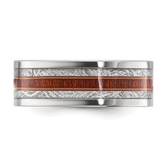Titanium Polished with Wood and Imitation Meteorite Inlay 8mm Band