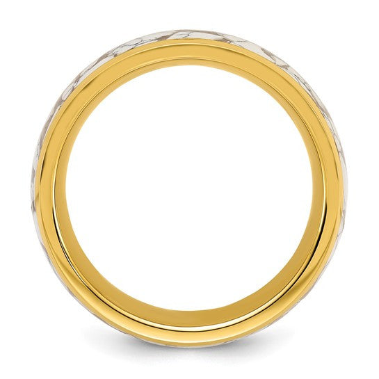 Titanium Polished Yellow IP-plated with Ceramic Fragments Inlay 8mm Band
