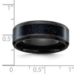 Titanium Polished Black IP-plated with Blue Star Sandstone Inlay Center 8mm Band