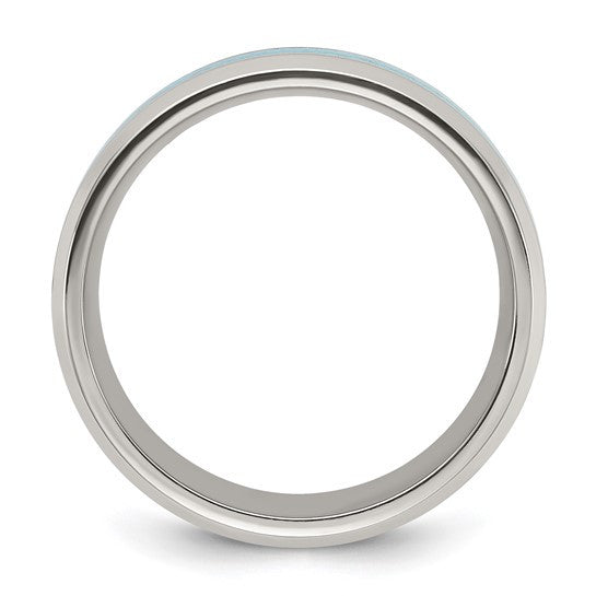 Titanium Polished with Turquoise Inlay 8mm Band