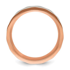 Stainless Steel Brushed and Polished Faceted Rose IP-plated 8mm Band
