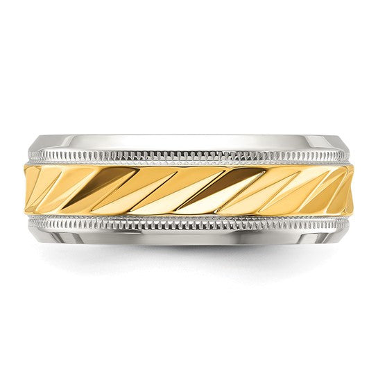Titanium Polished with Yellow IP-plated Grooved Center 8mm Band
