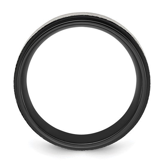 Titanium Polished with Brushed Center Black IP-plated 8mm Band