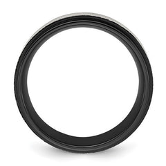 Titanium Polished with Brushed Center Black IP-plated 8mm Band